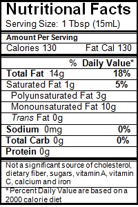 On Tap Oil & Vinegar olive oil nutritional info