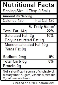 On Tap Oil & Vinegar olive oil nutritional info