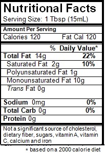 On Tap Oil & Vinegar olive oil nutritional info