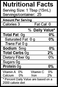 On Tap Oil & Vinegar wine vinegar nutritional info