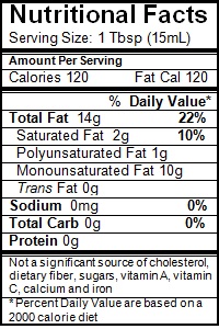 On Tap Oil & Vinegar olive oil nutritional info